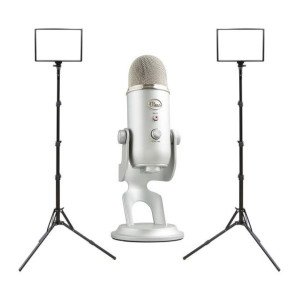 [큐브모아] PC마이크+조명 세트 6-1/블루 예티+투스탠드 큐브라이트45 LED 조명 2개 패키지 > 영상가전